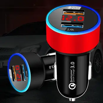 

Car QC3.0 Quick Charge Dual USB Ports LCD Display Mobile Phone Charger Adapter For iPhone 11 Pro Max 6 7 8 Plus Xiaomi Huawei