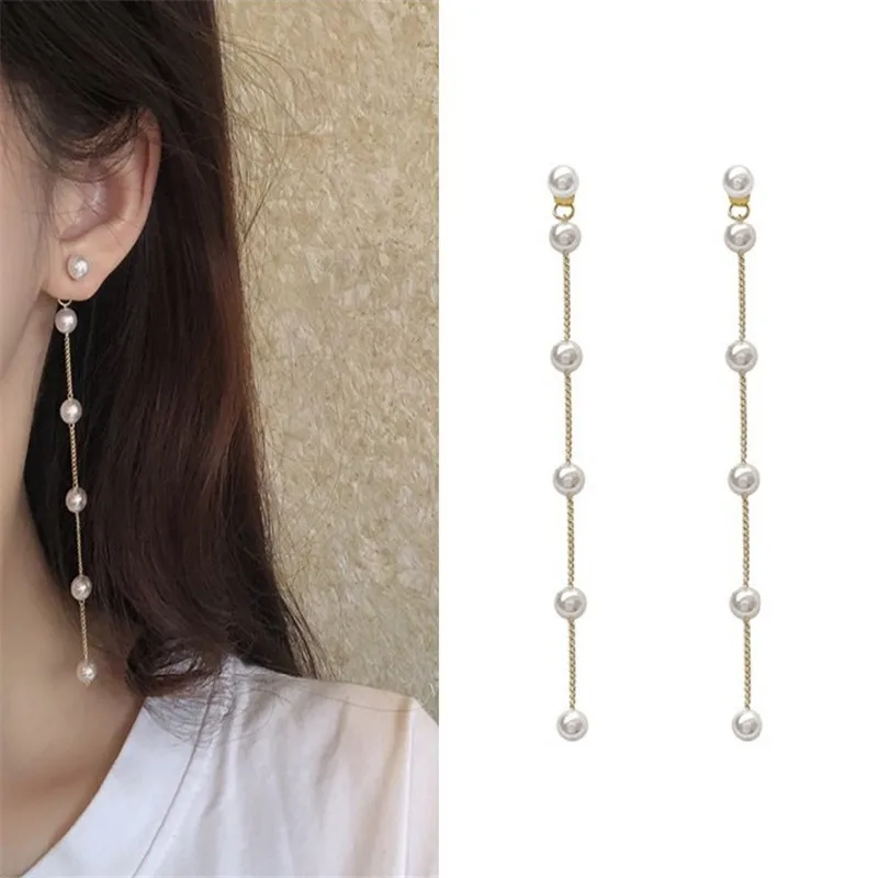 Серьги гвоздики с жемчужинами в Корейском стиле|Серьги-подвески| |