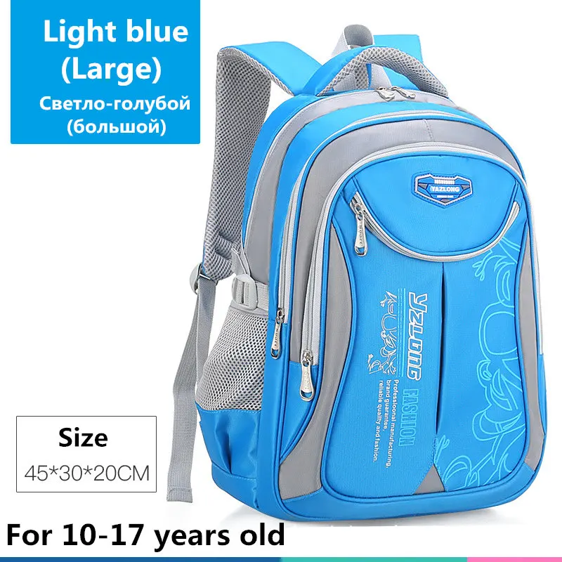 Large-Light blue Детские школьные сумки 17 дюймов для подростков мальчиков и девочек, вместительный Школьный рюкзак, водонепроницаемый ранец, Детская сумка для книг, Mochila - Цвет: Large-Light blue