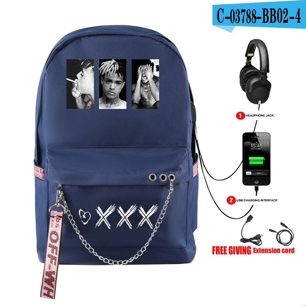 Раппер XXXTentacion Холщовая Сумка с принтом с usb зарядным портом веселый рюкзак в стиле хип-хоп для подростков школьный стиль крутые холщовые рюкзаки