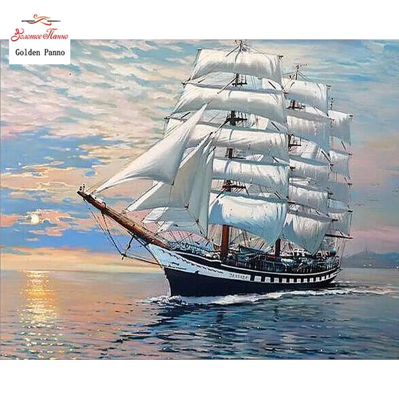 Новый полный квадратный алмаз 5D DIY алмазная живопись \ &quotморе и лодка \&quot