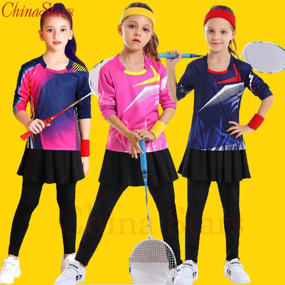 Conjuntos de camisetas de tenis para niñas, pantalones de falda, ropa de mujer de manga completa, Kits Skorts de tenis para niños, Camiseta deportiva de bádminton niños AliExpress Deportes