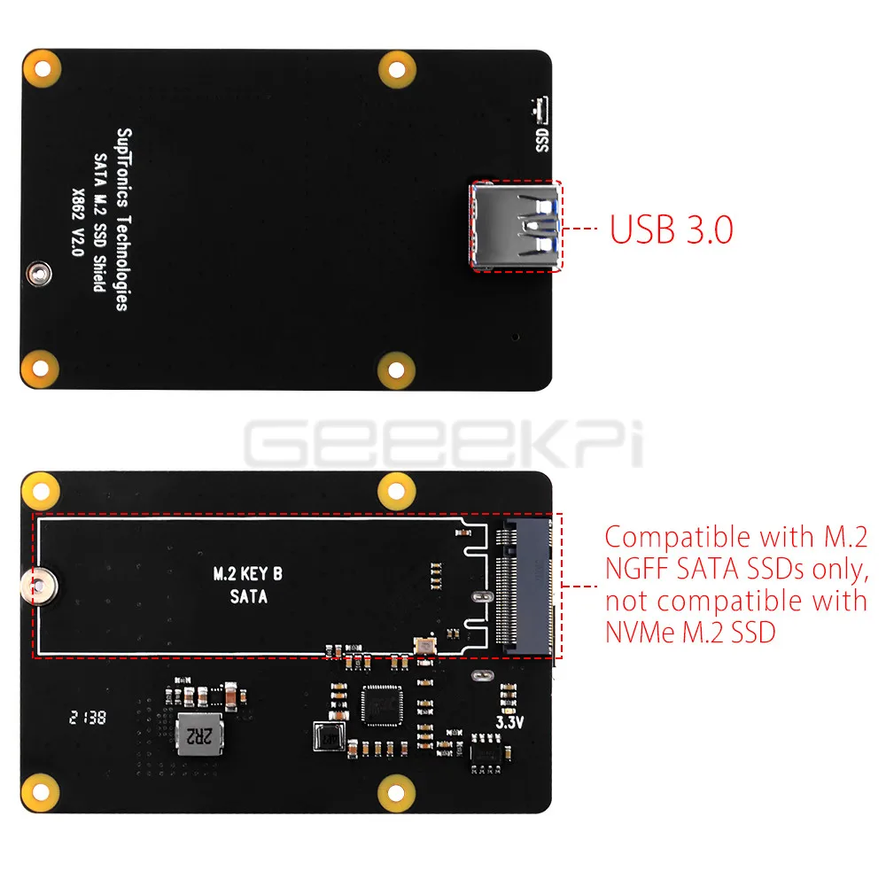 GeeekPi   X862 m.2 NGFF 2280 SATA SSD Ȯ , USB 3.1  ,   4B ( B)