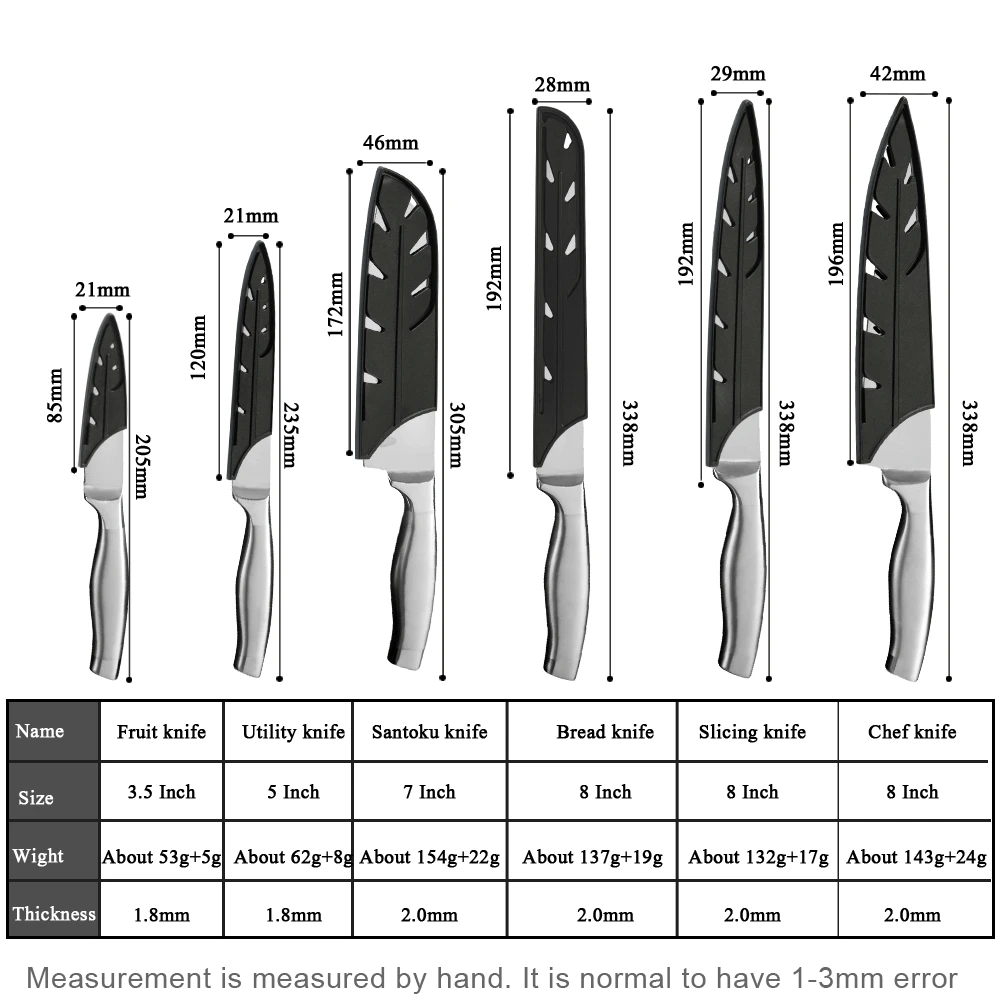 Новый набор кухонных ножей из нержавеющей стали 6 шт. держатель для поварских