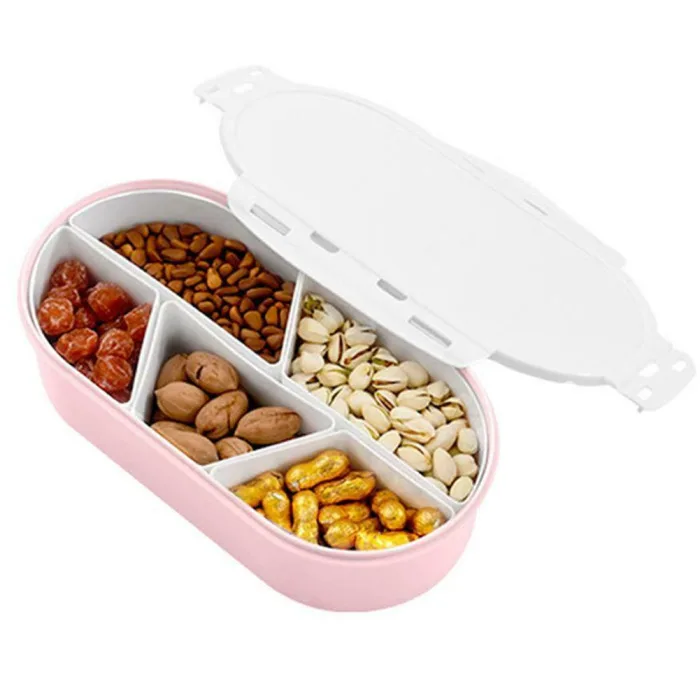 New Lunch Box Oval Snacks Dried Fruit Plate Candy Box Nut Box Prep Containers Lunch Containers With Lid Marmita Termica