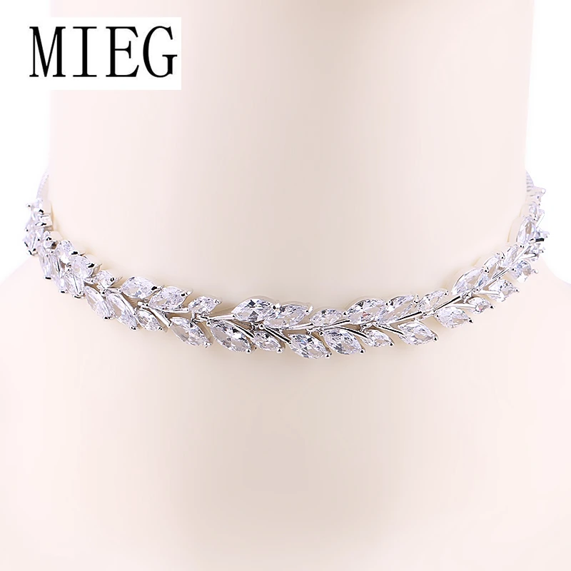 MIEG золотистый элегантный браслет дизайн Искрящийся фианит CZ ожерелье из циркона ожерелья для женщин