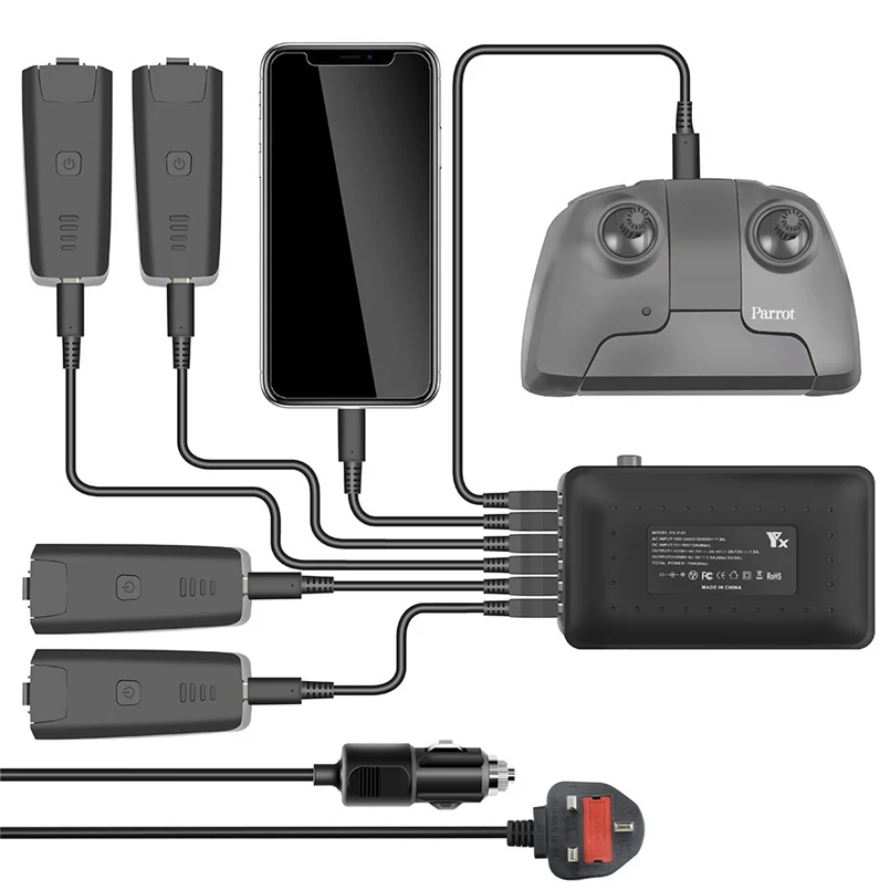 6 in 1ANAFI UAV battery multi-function charger multi-battery balance fast charger adapter and car charger 20N6