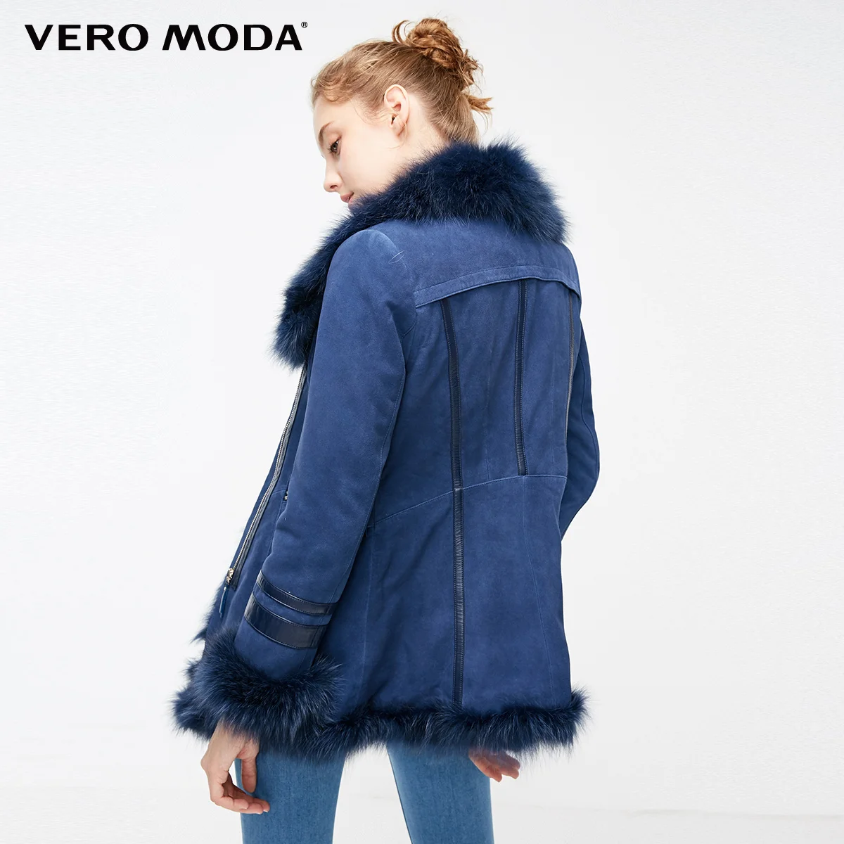 Vero Moda Новая женская кожаная куртка из овчины с воротником из лисьего меха на молнии | 318428525