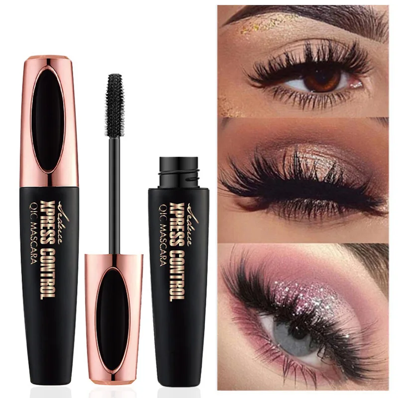

QIC 4D Silk Fiber Lashes Eyelash Mascara Quick Waterproof Thick Lengthening Eyelash Extension Curly and slender Mascara