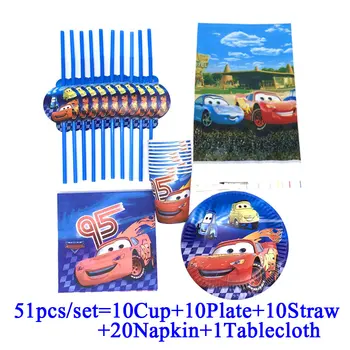 

Kids Party Cars Lightning Mcqueen Theme Baby Shower Birthday Party Supplies Decorations Set Disposable Cups Plates Napkin Straws