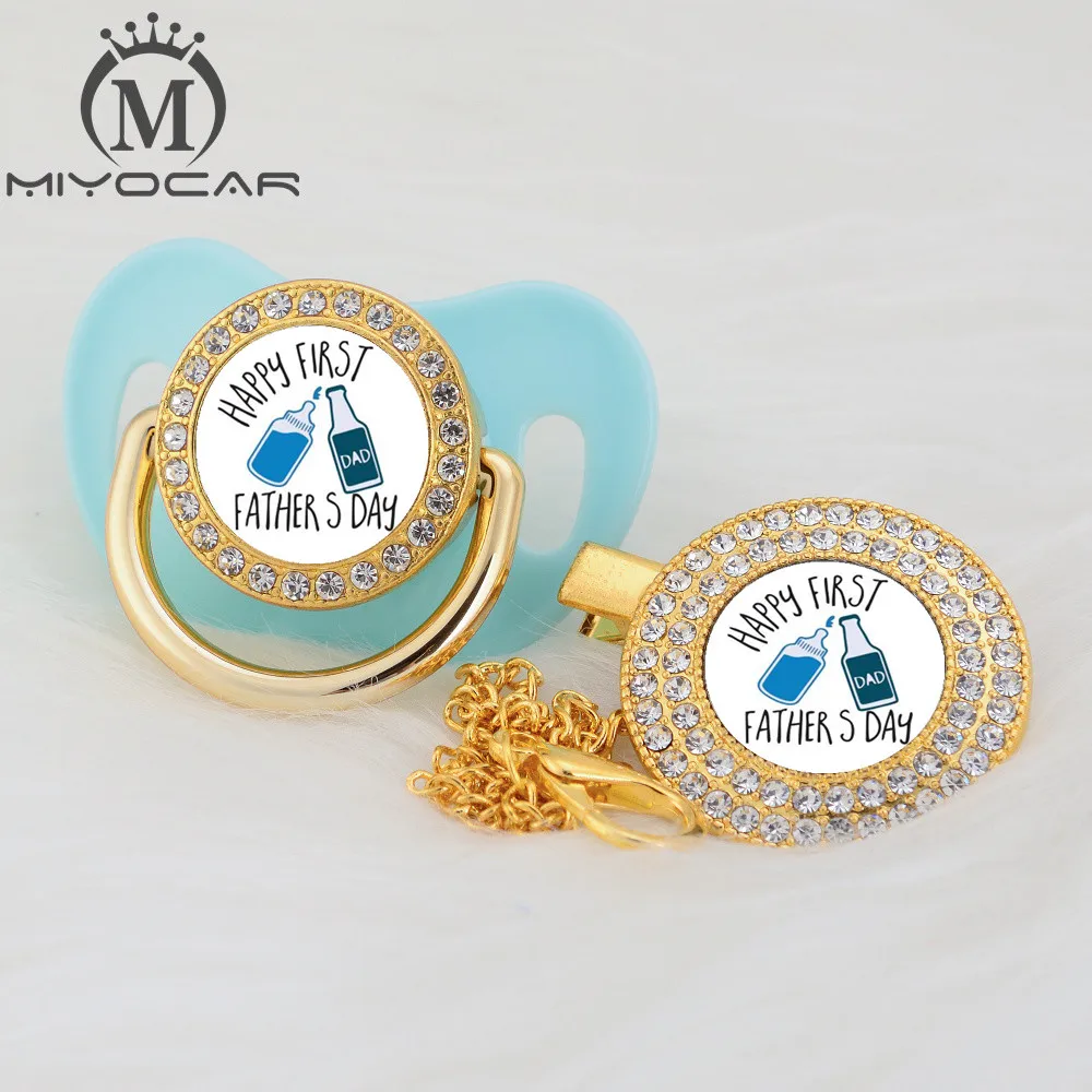 MIYOCAR на заказ любой тест День отца золото bling соска и соска клип черный BPA бесплатно пустышка bling уникальный дизайн P-FD - Цвет: P7-FD 0-6M
