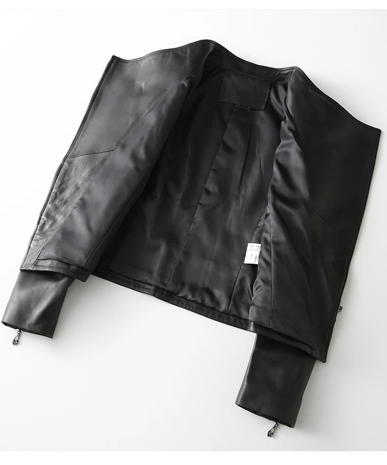 Female short design sheepskin coats womens motorcycle genuine leather jacket women slim outerwear newest