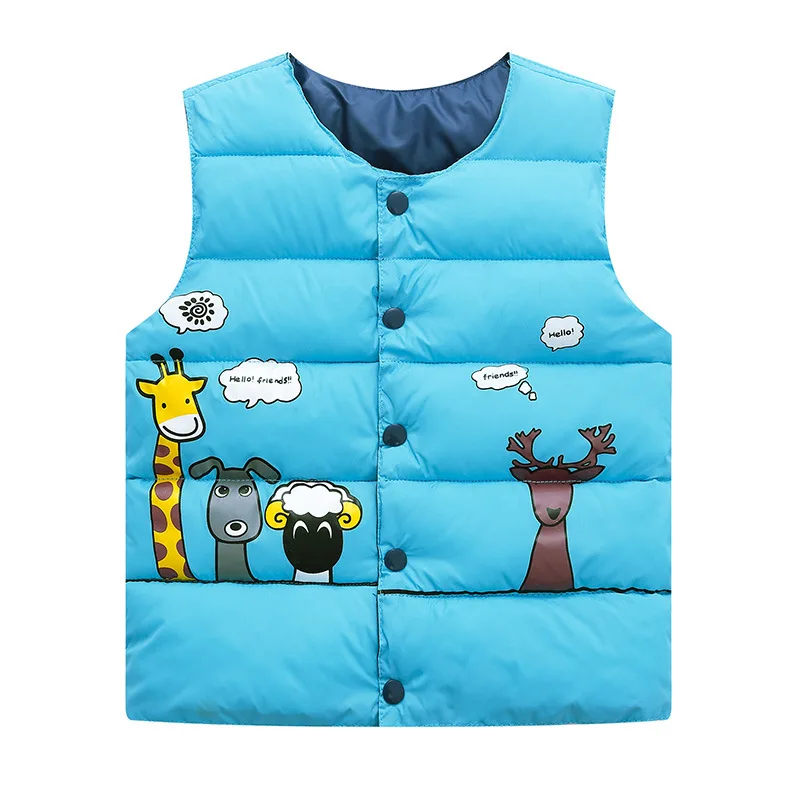 Одежда для малышей хлопковые парки с рисунком жирафа детский жилет для девочек и мальчиков, пальто пуховики и парки детский жилет теплая зимняя одежда - Цвет: light blue