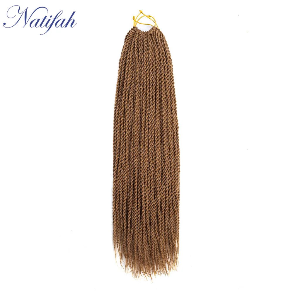 Natifah Сенегальские скрученные волосы на крючках косички волосы 18 дюймов Синтетические косички для наращивания волос 30 корней/упаковка коричневые косички - Цвет: #27