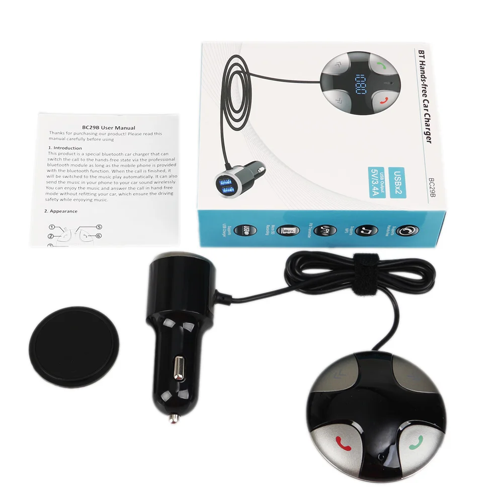 Car MP3 Player Car Bluetooth FM Transmitter Handsfree Car Kit MP3 Music Player Radio Voltage Monitor TF U Disk 2 USB Car Charger