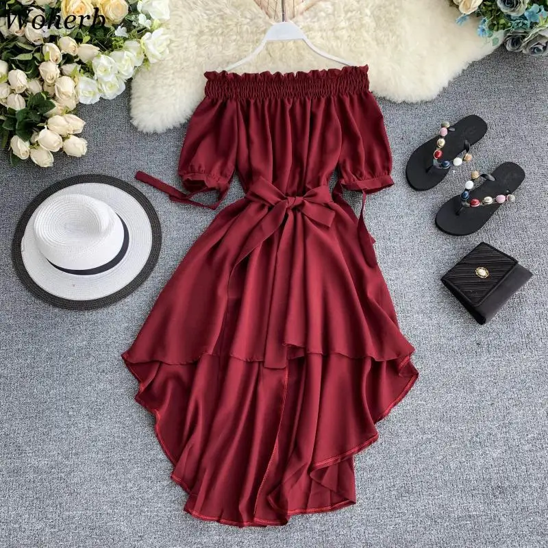 Woherb 2020 Summer Dress Women Harajuku Pink Ladies Ruffle Lace Patch Kawaii Dresses Lolita Cosplay Sweet Loose Vestidos 21092