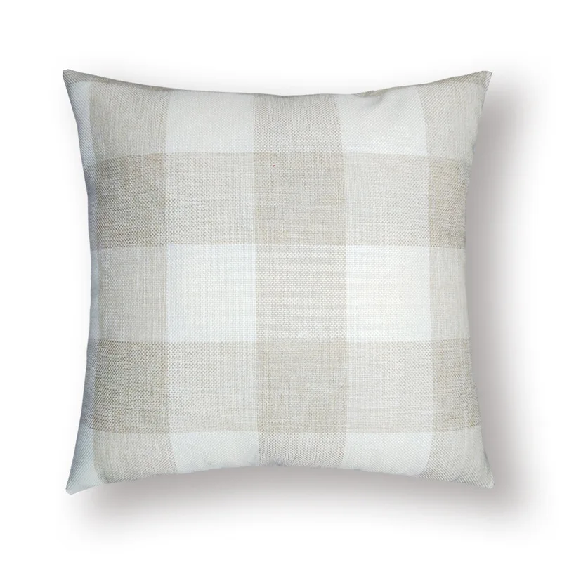 No Pillow Insert 1 шт., проверяющая подушка в клетку для стула, чехол для фермерского дома, буйвола, прямоугольная наволочка, Чехлы хлопковый льняной, чехол для подушки, домашний декор 45*45 см - Цвет: No Pillow Insert