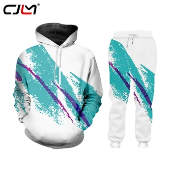

CJLM Casual Sports Suit Sports Husband 3D Prin Stripe Sportswear Man Tracksuit Winter Male Zip Hoodies Jogging Jacket 2020