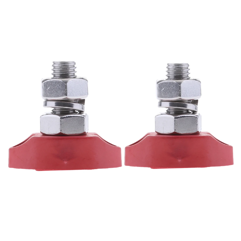 2 Pieces Red Junction Block Power Post Set Insulated Terminal Stud 8mm