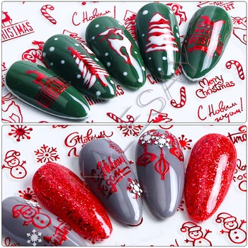 

Merry Christmas Nail Art Decals Decoration Self Adhesive Nail Art Stickers Manicure Design Red Snow Sticker for Nail Design
