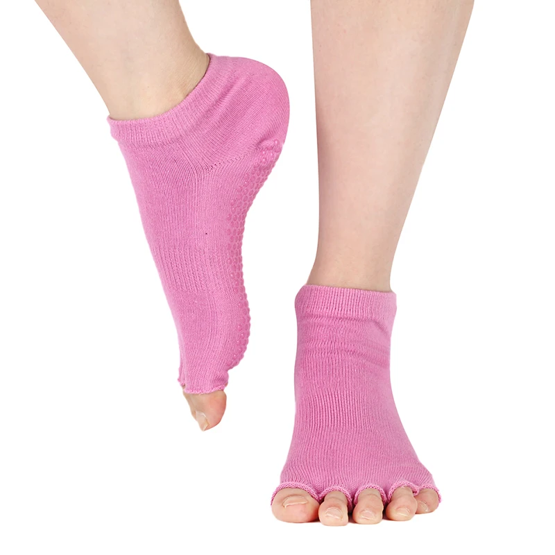 Women Half Toe Yoga Socks Non Slip Peep Toe Pilates Ankle Grip Fitness
