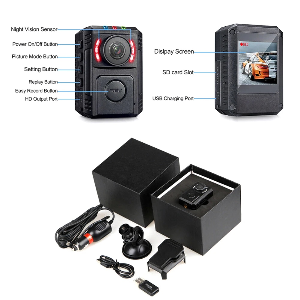  Worn WIFI Portable Wireless Mini Phone APP Motion Detection HD 1080P Pocket Police Body Camera Nigh