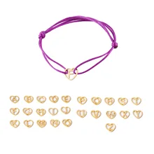 Ручная работа счастливый веревочный фиолетовый регулируемый тканый браслет с сердечками и буквами для женщин Простые богемные очаровательные браслеты