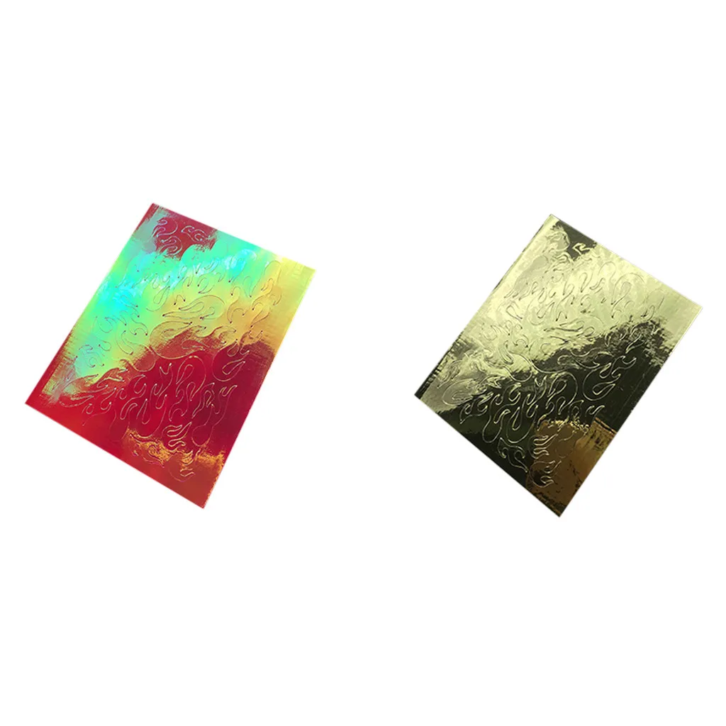 Holographic Nail 2 PCS Nail Art Stickers Flame Reflections Tape Adhesive Foils DIY Decoration Flame Dandelion Panda Manicure - Цвет: G