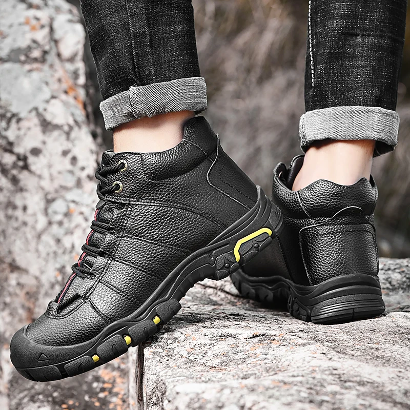 SMS Men's Tactical Boots Leather Winter Warm Outdoor Shoes Comfortable Sneakers Non-slip Mountain Hiking Shoes Hunting Boots