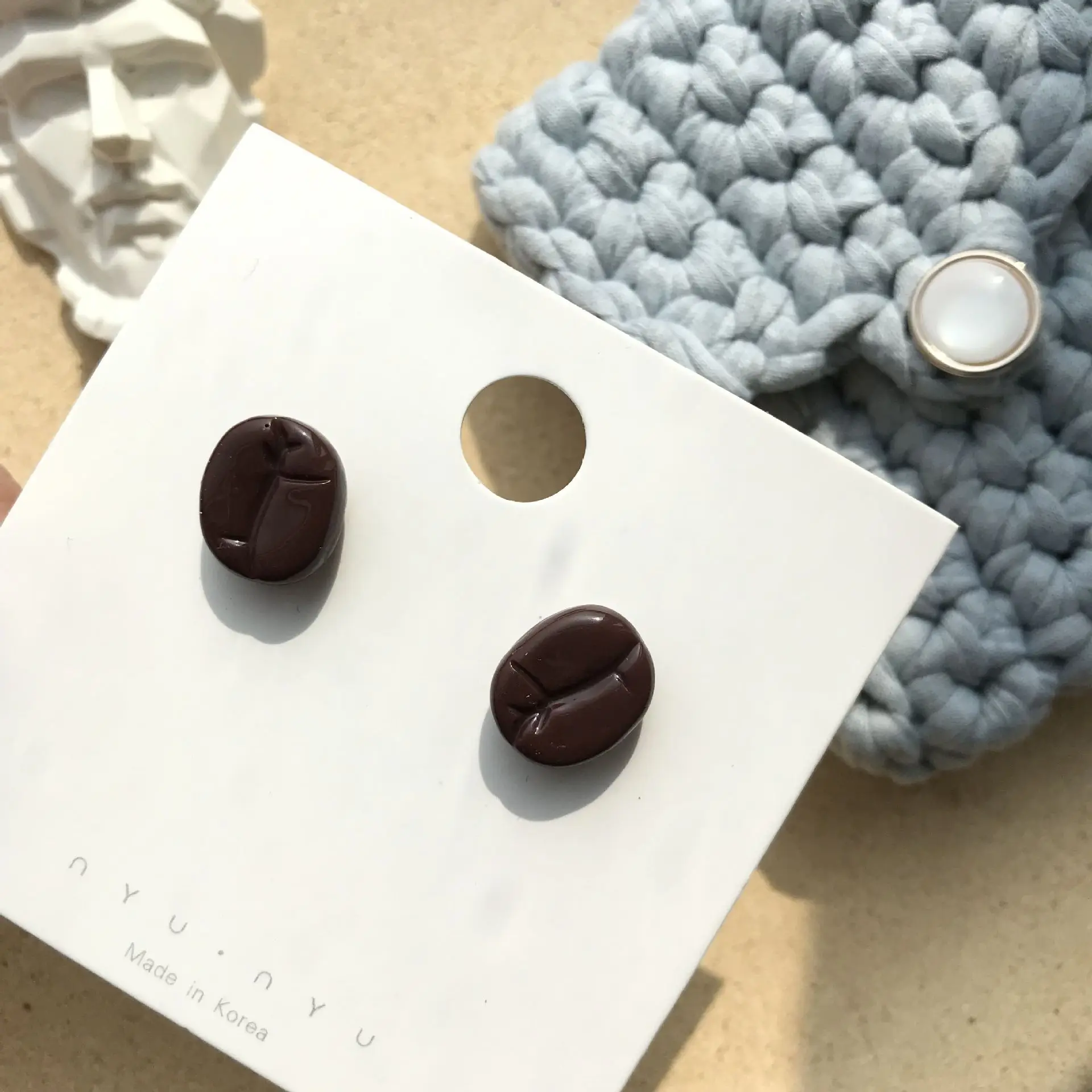 

Coffee Bean Resin Stud Earrings Handmade Simulated Brown Beans Earrings Cute Creative Food Funny Earrings Girls Gifts Jewelry