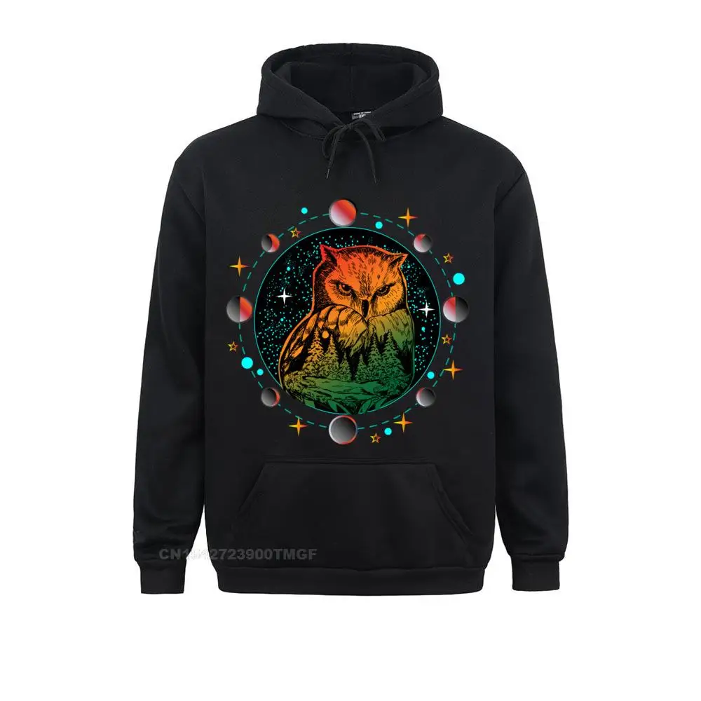 Owl in the Night Hoodie - Moon Phases Sweatshirt Pullover Hoodie__17812 Casual Summer Fall  Boy Hoodies Clothes Company Long Sleeve Sweatshirts Owl in the Night Hoodie - Moon Phases Sweatshirt Pullover Hoodie__17812black