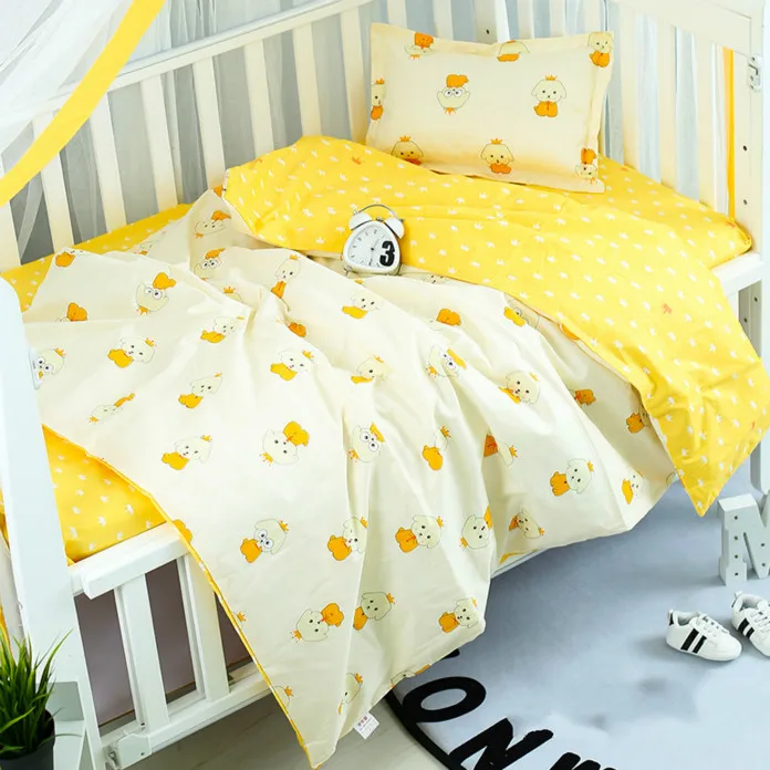 yellow cute dog Муслинтри ребенка мультфильм дизайн 3 шт постельных принадлежностей Комплект для мальчиков девочек пододеяльник - Цвет: yellow cute dog