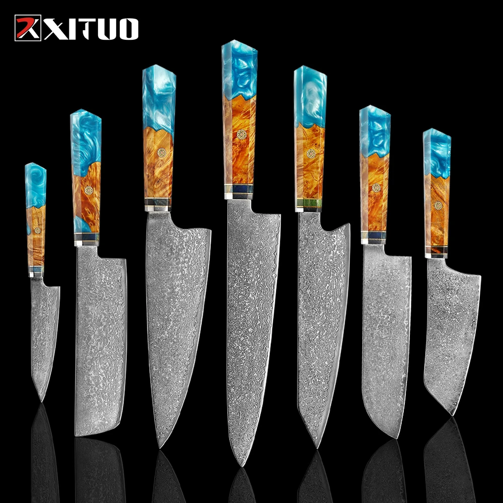 Кухонный нож XITUO набор ножей из дамасской стали профессиональный VG10 шеф-повара