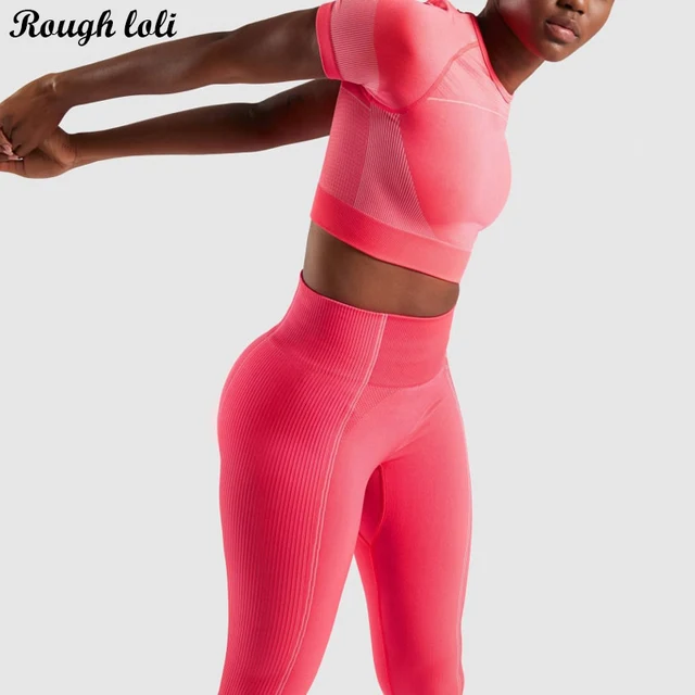 US $10.50 2pcs ultra seamless yoga set for women workout gym crop top high waist seamless leggings fitness gy