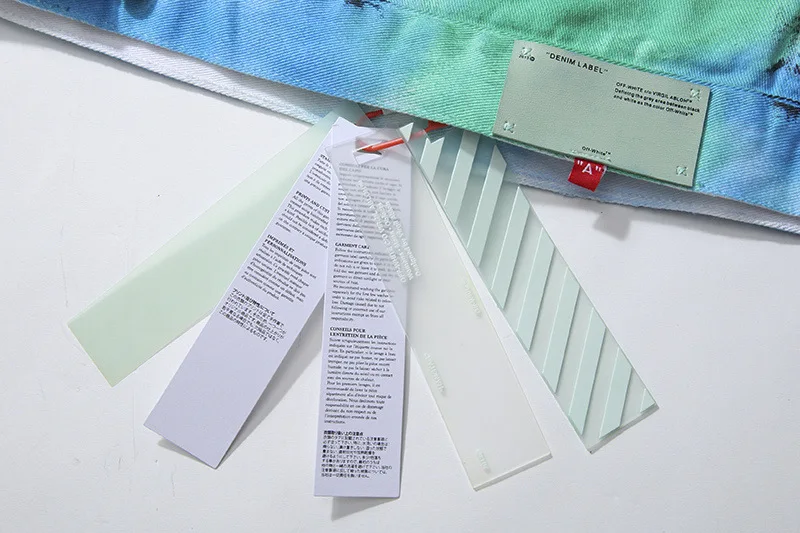 19SS высокое качество off white OW Decoration старая ручная роспись граффити чернил брызги чернил джинсовая куртка