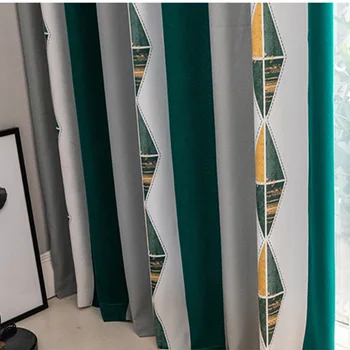 

Pastoral Design Geometric Stripe Curtains for Living Room Shade Fabric Curtain for Bedroom Kitchen Drapes Window Treatments