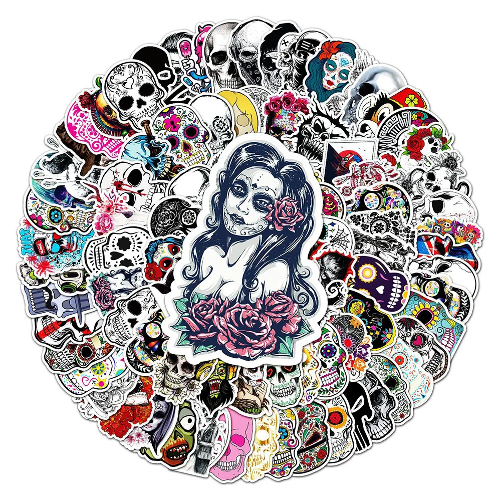 10/30/50/100PCS Horror Skull Zombie Waterproof Skateboard Fridge Bike Laptop Motorcycle Luggage Car Cool Graffiti Decal Sticker | Игрушки и
