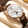 OUPINKE Luxury Watch For Man Top Brand Mechanical Wrist Watches Sapphire Glass Waterproof Leather Strap Automatic Watch Men 3189 3