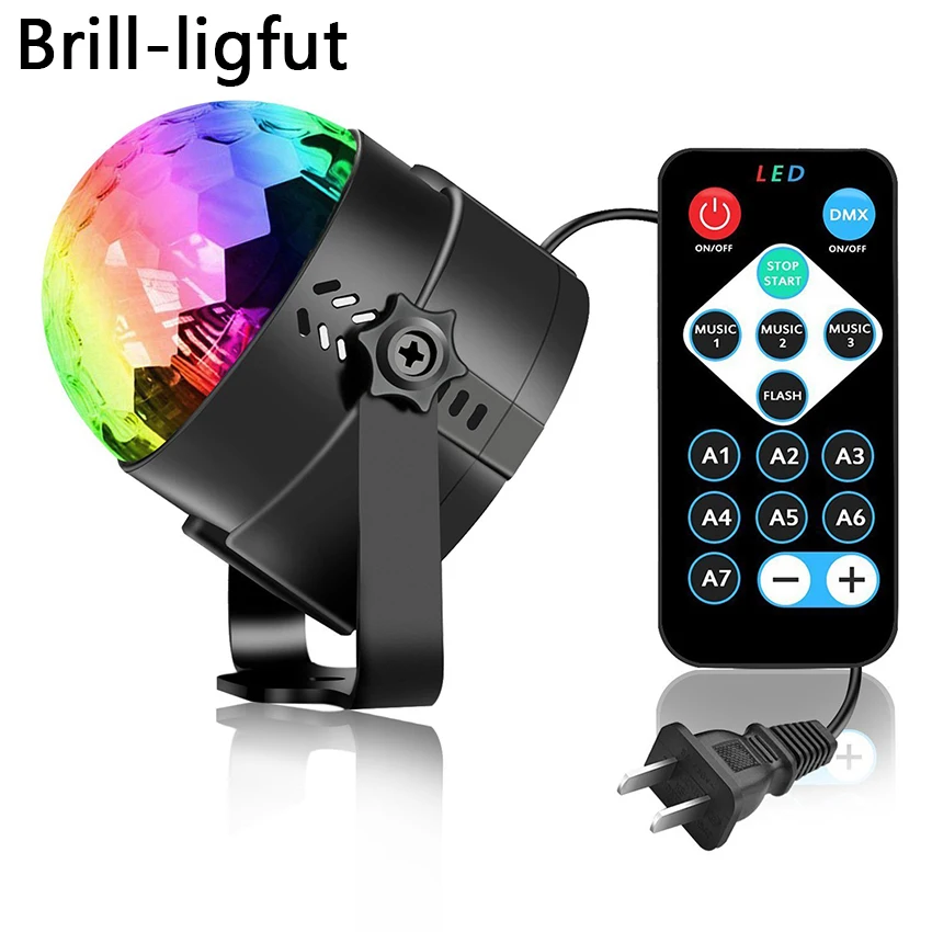 

Sound Activated Rotating Disco Ball Party Lights Strobe Light Remote Control LED Stage Light For Christmas Home KTV Wedding Show