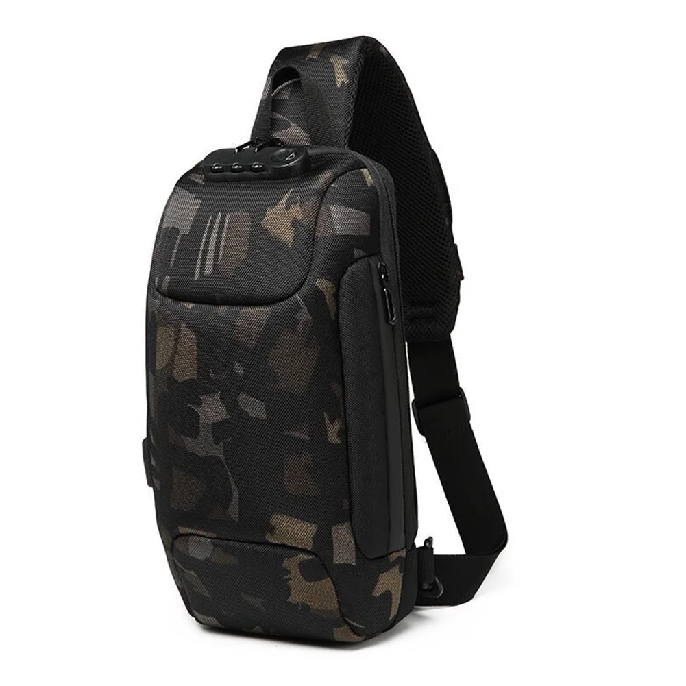 Camouflage Lightweight Cycling Travel Outdoor Adjustable Strap Crossbody Oxford Cloth Camping Hiking Code Lock Multifunction Men Chest Bag - Цвет: Camouflage