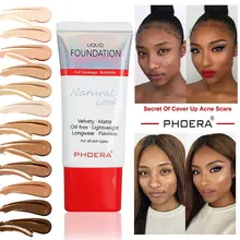 PHOERA New Foundation Cream Oil Control Concealer Soft Matte Long Wear Liquid Foundation Cover Freckles Acne Marks Women Makeup dermacol brand high quality concealer liquid foundation cover freckles acne marks waterproof professional primer cosmetic makeup
