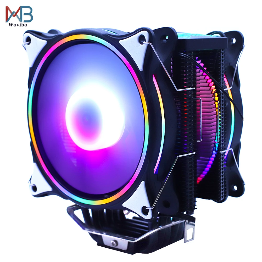 120 мм Процессор кулер вентилятор 6 тепловые трубки RGB PWM 4PIN тихий для ин LGA 115X 1366 2011 V3
