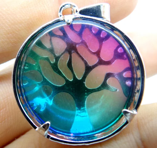 Natural Stone Quartz Crystal Turquoises tiger eye Tree of Life Round Shaped charm pendant  for diy Jewelry making necklace10pcs