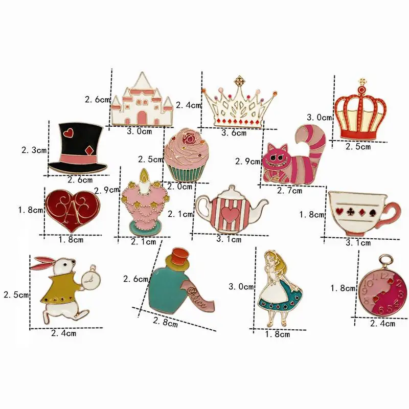 Значок с отделкой одежды милый персонаж Алисы в стране Wonderland булавка из сплава