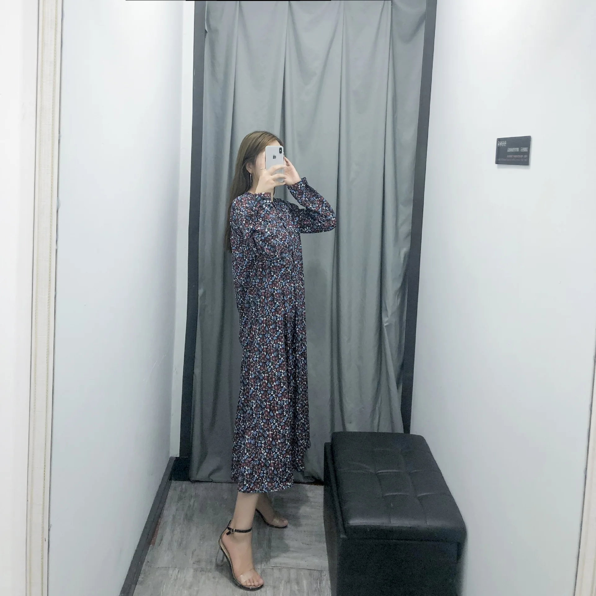 Осеннее Новое 2019 &quotЖенское качественное платье миди с цветочным принтом для