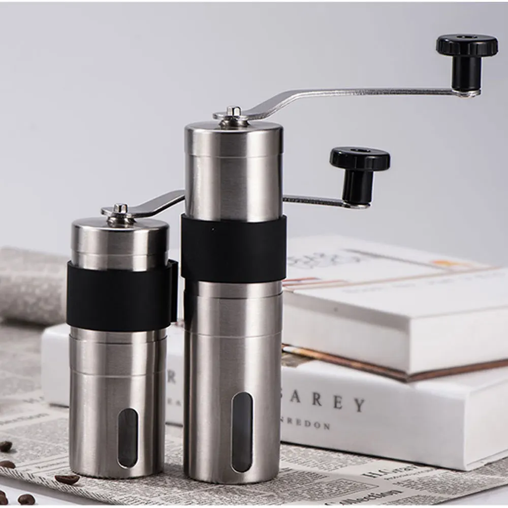 

Mini Manual Ceramic Coffee Grinder Stainless Steel Adjustable Coffee Mill with Storage Rubber Loop Easy Cleaning