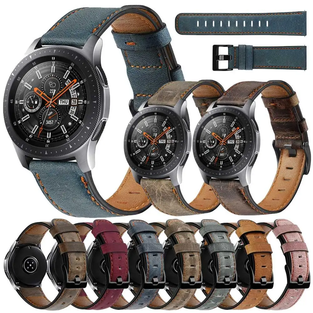 Ремешок кожаный для Samsung Galaxy Watch 46 мм быстросъемный браслет Huawei 2 Pro Classic Honor Magic GT 22