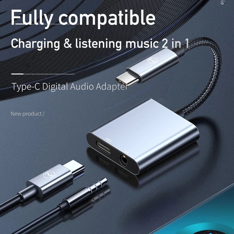 Цифровой аудио адаптер Mcdodo 60 Вт PD USB C на 3 5 мм + Type для наушников ЦАП кабель Aux