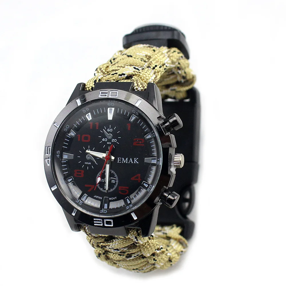 

Western Style Men And Women Watch Seven Core Umbrella Rope Weaving Multifunctional Compass Survival Watch