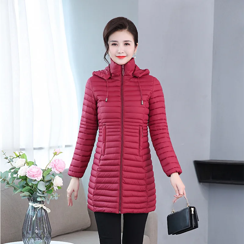 

Cotton Coat Women's Mid-length Mom Coat 2019 New Style Korean-style Thin Slim Fit Short-height down Feather Cotton-padded Clothe